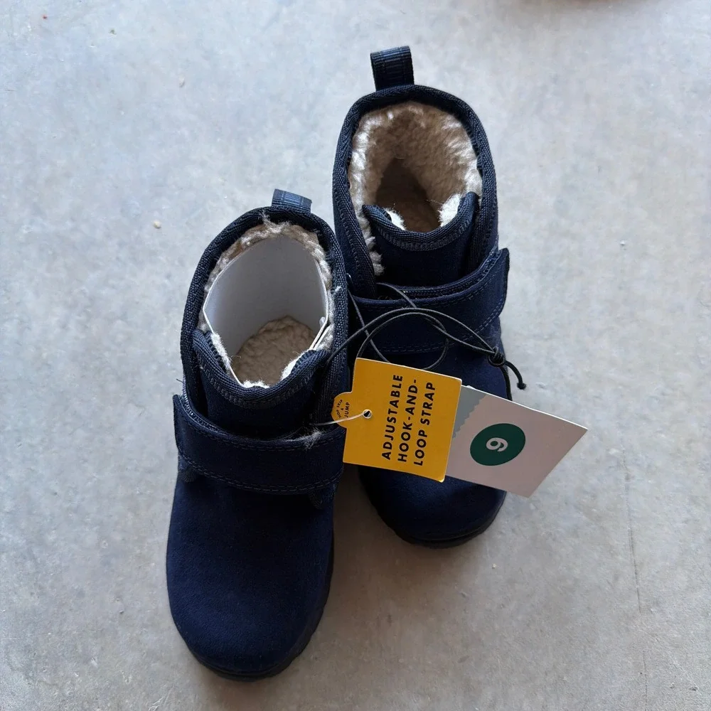 Cat & Jack Toddler‎ Magnus Boots Navy Blue Faux Suede Fur Lined Size 9 NEW